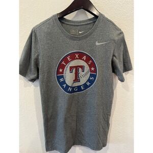 Nike Texas Rangers Men Grey Shirt Crew Neck Short Sleeve MLB Size Small